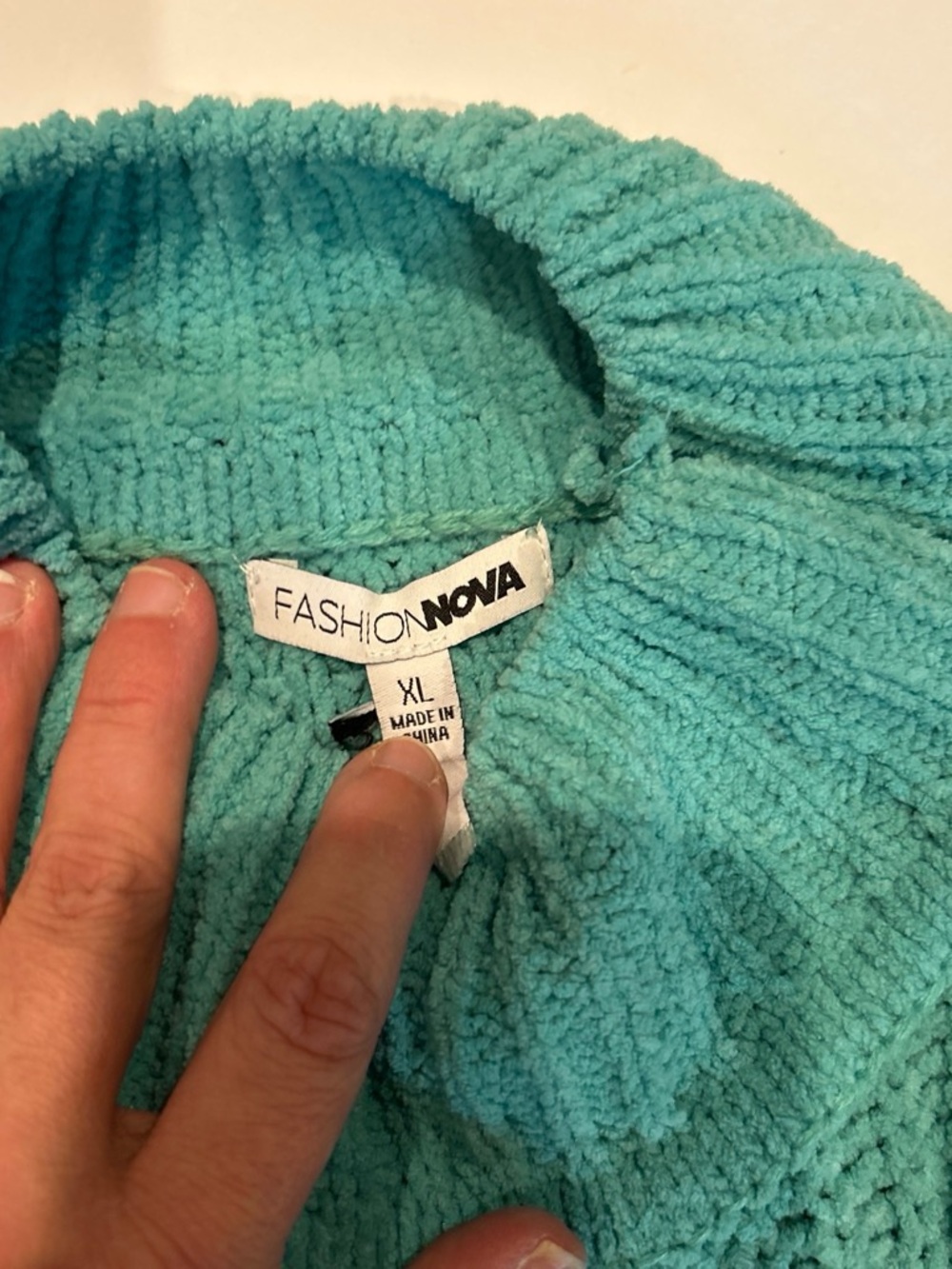 Fashion Nova Women’s XL Turquoise Aqua Chunky Knit Oversized Sweater